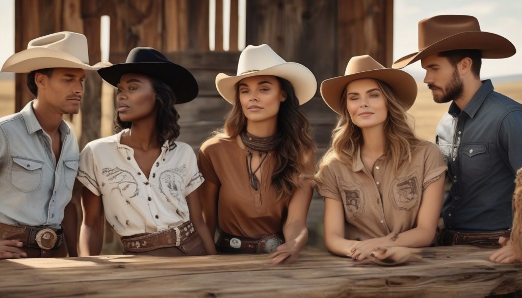 Unleash Your Western Style with Trendy Cuffed Sleeve Cowboy Tees