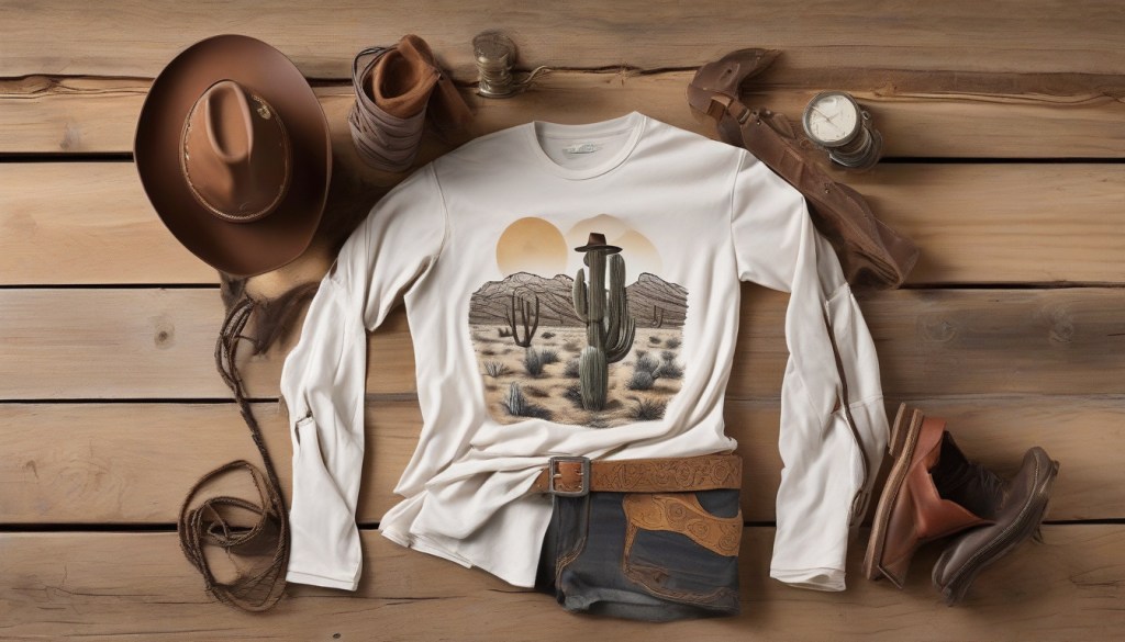 Stylish Cuffed Sleeve Cowboy T-Shirts: Embrace Western Fashion with Flair
