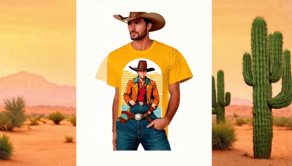 Retro Cowboy Renaissance Retro Graphic T-Shirt Eco-Friendly