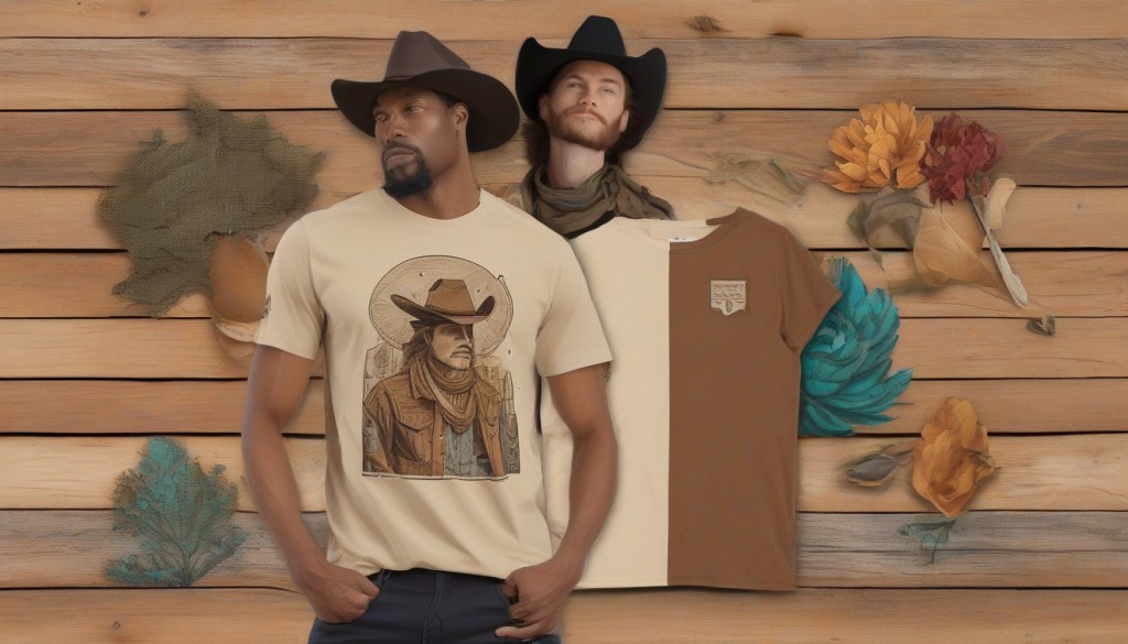 Embrace Your Style: Unisex Cowboy Renaissance Graphic Trailblazer T-Shirt Made from Organic Materials