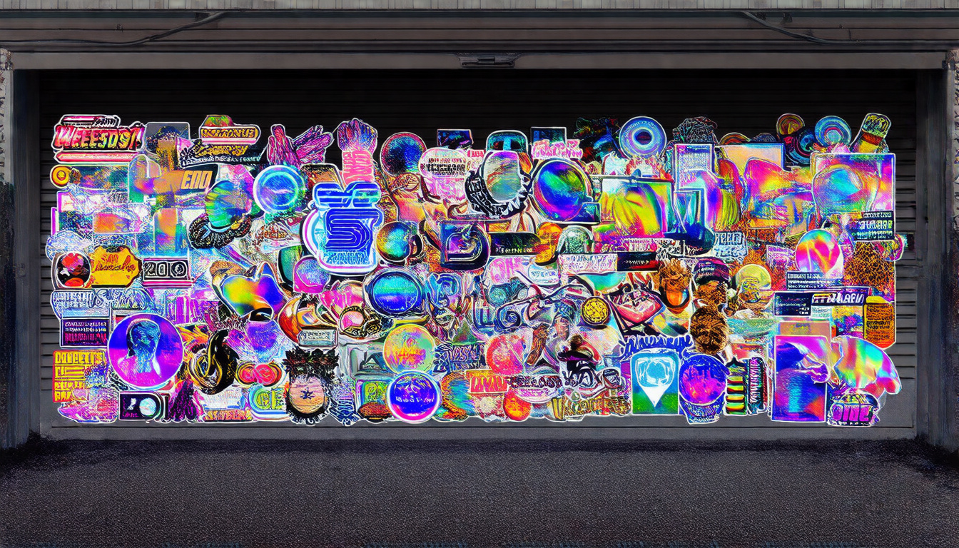 90s Holographic Stickers: Grunge Garage Gloss