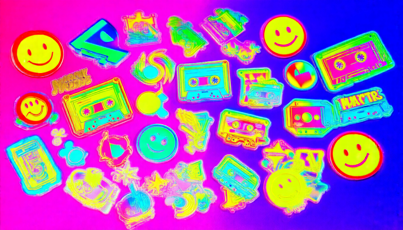 90s Holographic Stickers: Neon Nostalgia Pack