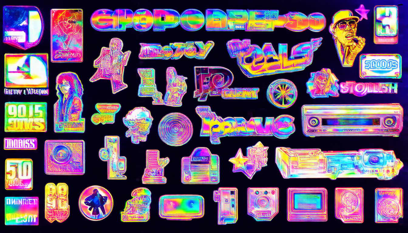 90s Holographic Stickers: Pop Culture Icons
