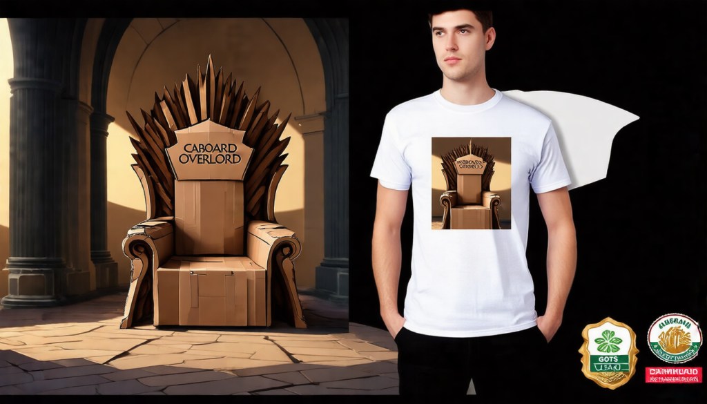 Cardboard Overlord Throne — Black Fantasy Graphic&nbsp;Tee