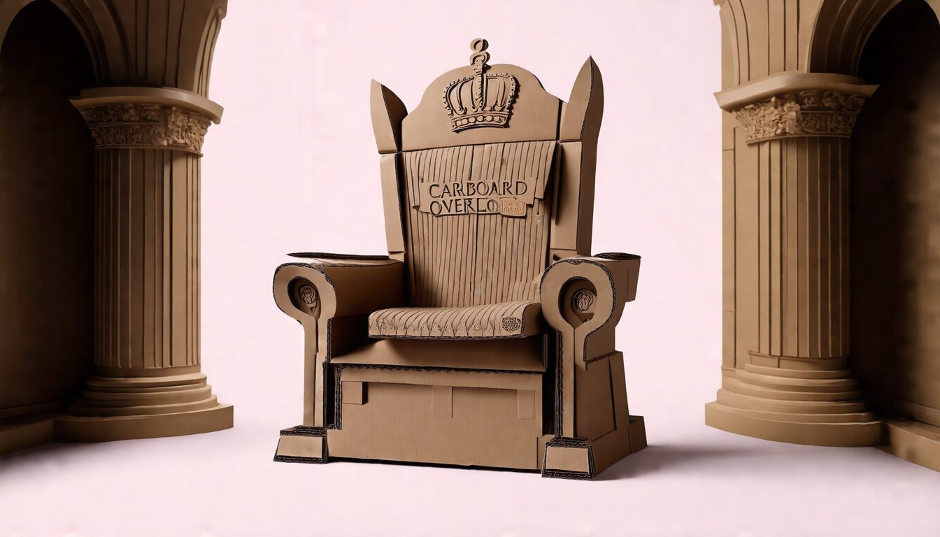 Cardboard Overlord Throne — Black Premium Organic Tee (OEKO-TEX Standard 100)