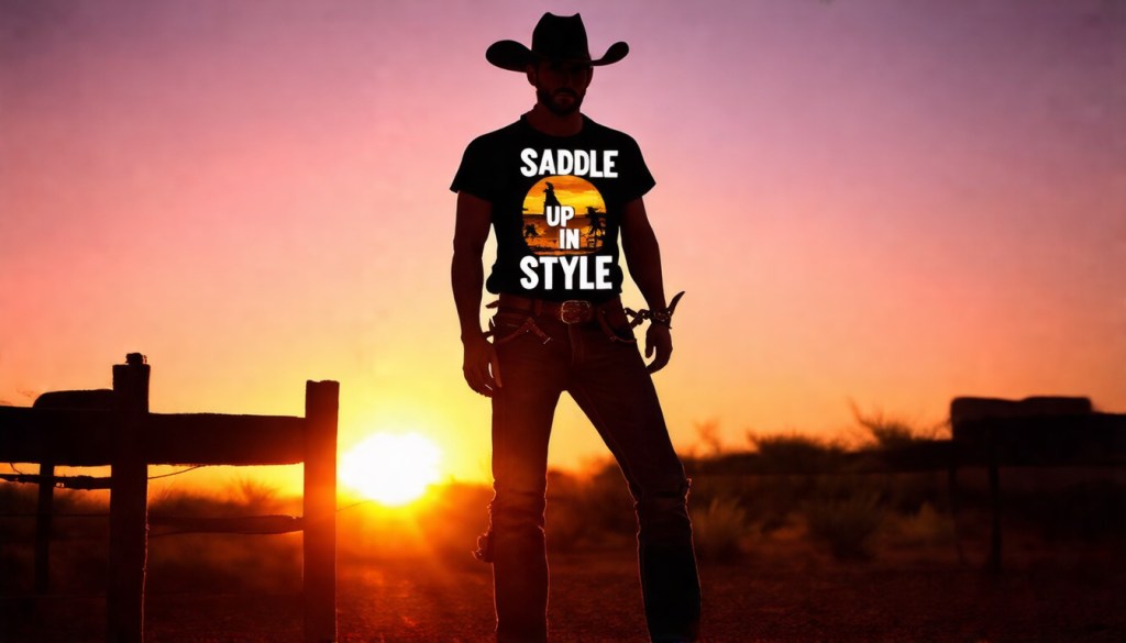 Cowboy Renaissance Sunset Spurs Graphic Shirt