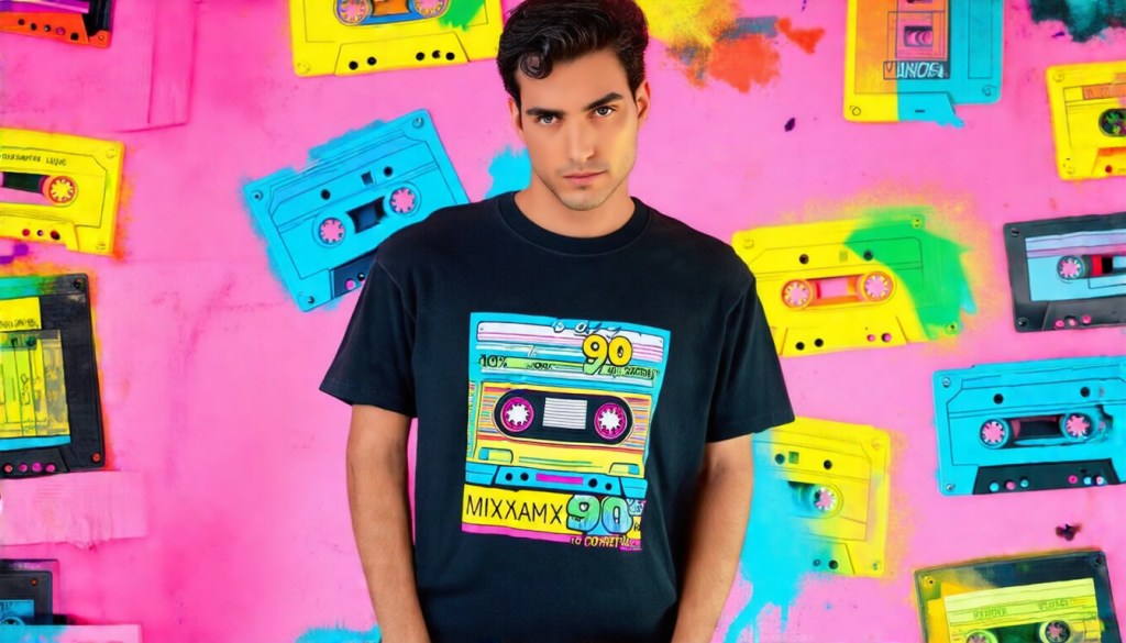 Y2K Bold Print Shirt  Sustainable Retro Mixtape&nbsp;T-Shirt