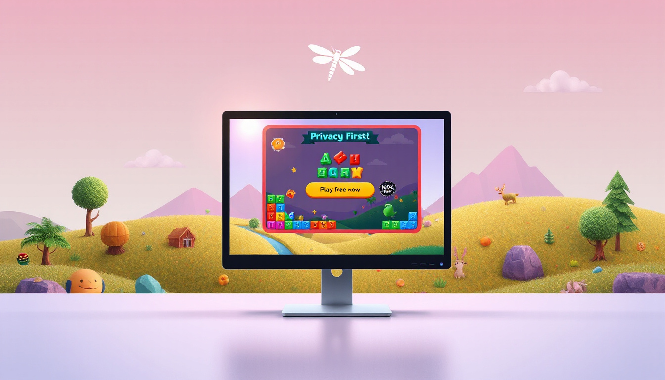 a free browser game with “no ads” on the page