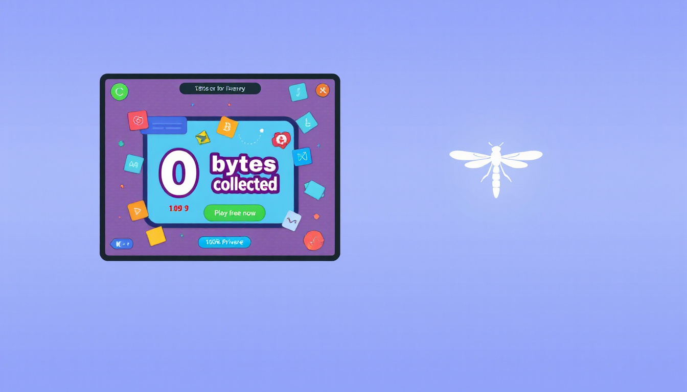 a free browser game with “0 bytes collected” on the page