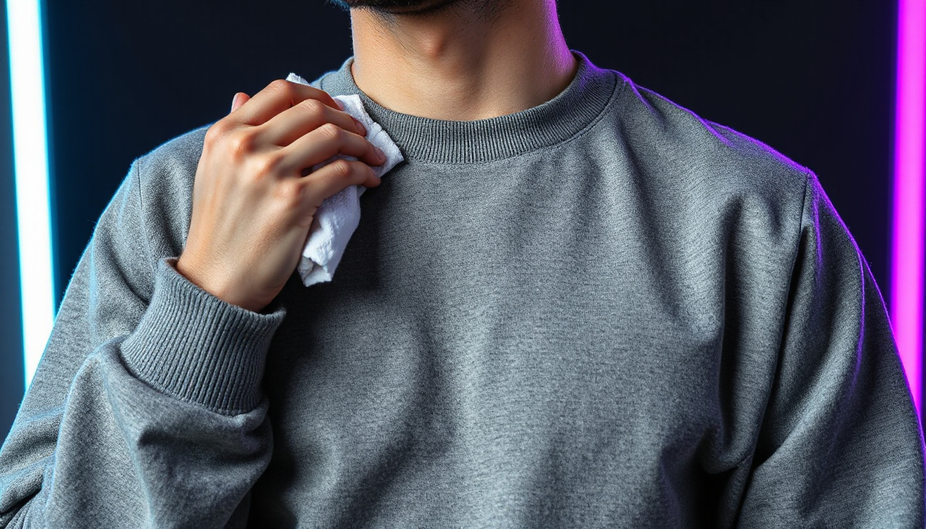 Cleaning headset sweat from sweatshirt collars