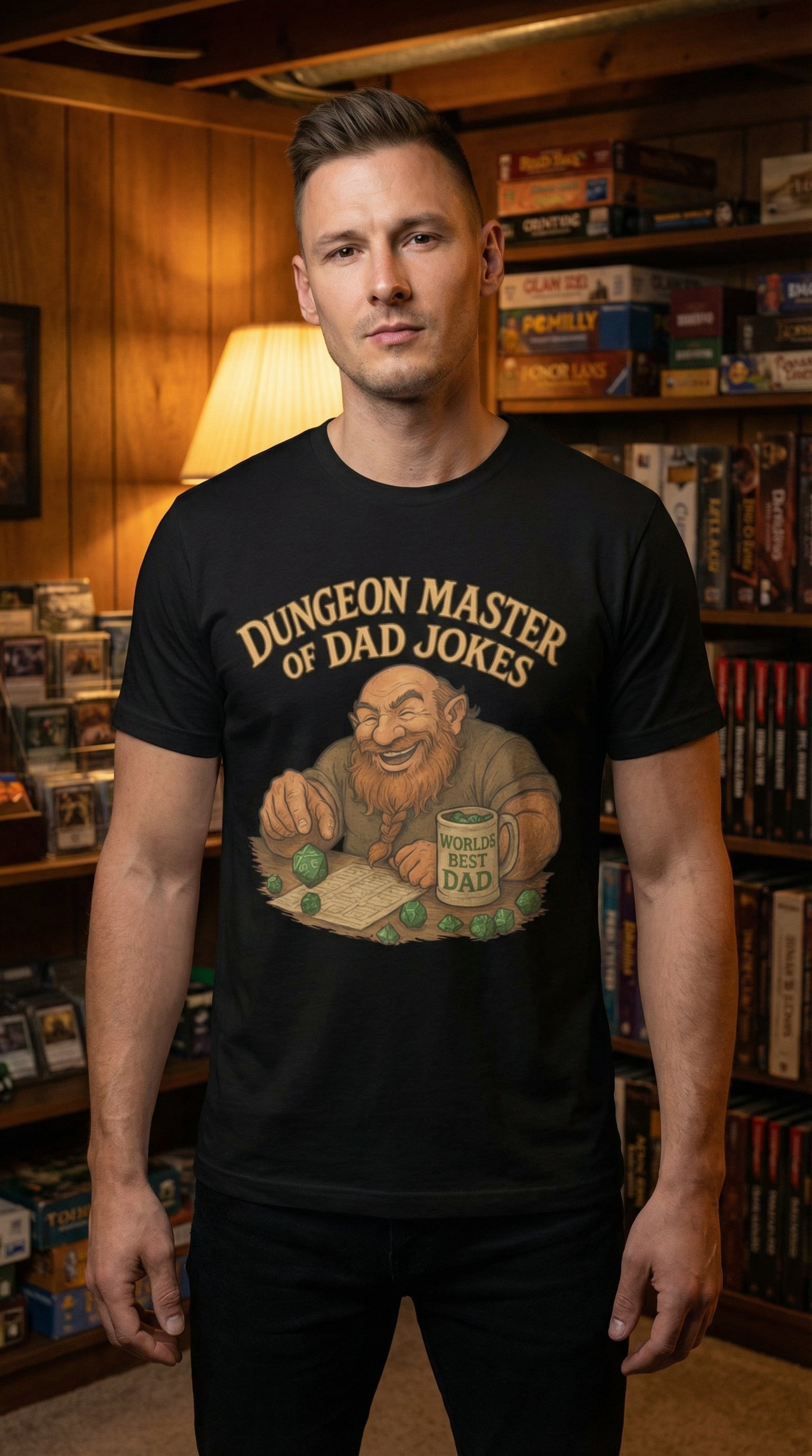 Dungeon Master of Dad Jokes: GOTS-Certified Organic Cotton for Ethical Gaming