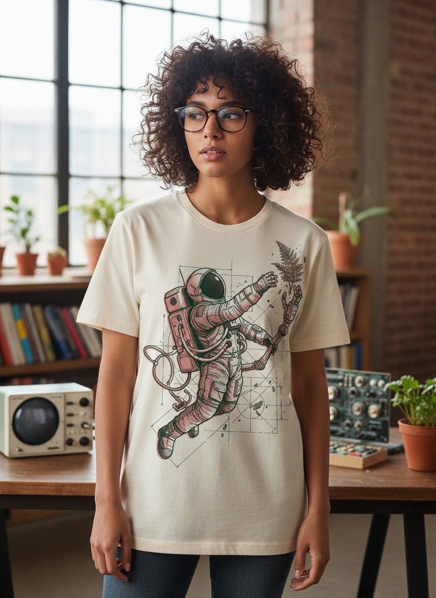 Precision in Production: Unpacking the GOTS Certified Astronaut Schematic Tee