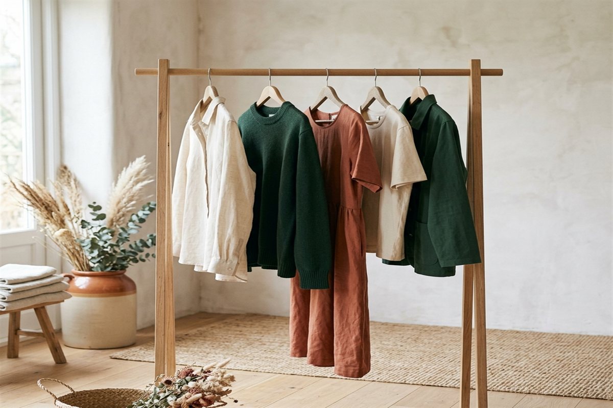 Minimalist capsule wardrobe of organic garments — year-round capsule wardrobe